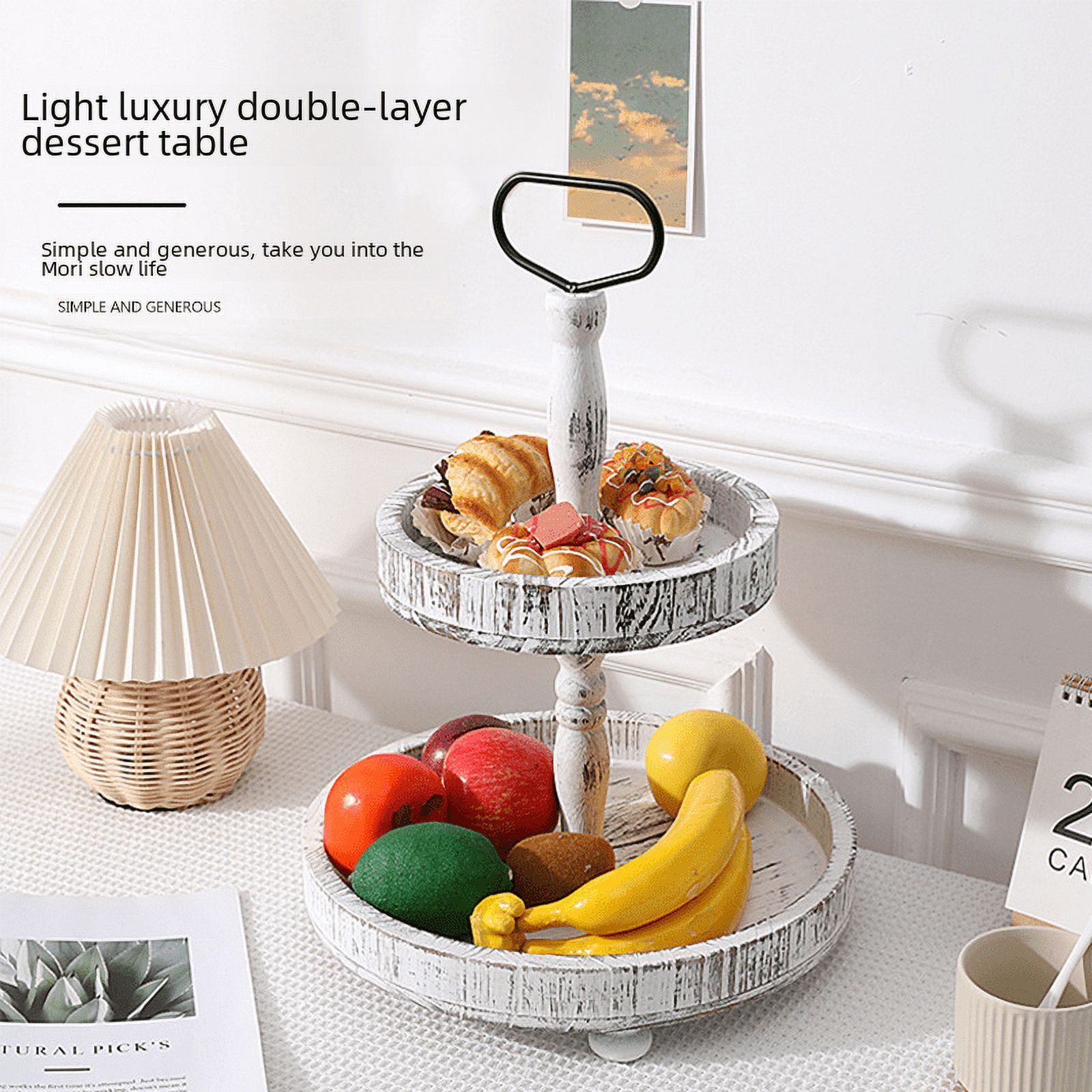 Creative Dessert Rack Double-layer Three-layer Cake Plate Wooden ...