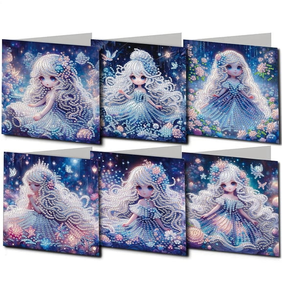 Creative Diamond-Art Greeting Painting Card Kit 6pcs DIY Handmade Gift E7E5