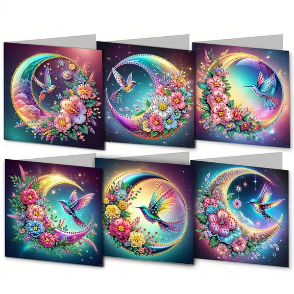 Creative Diamond-Art Greeting Painting Card Kit 6pcs DIY Handmade Gift Lot W2