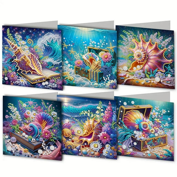 Creative Diamond-Art Greeting Painting Card Kit 6pcs DIY Handmade Gift Lot W2