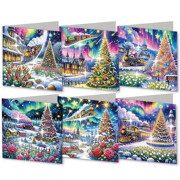 Creative Diamond-Art Greeting Painting Card Kit 6pcs DIY Handmade Gift New F3 W7U8