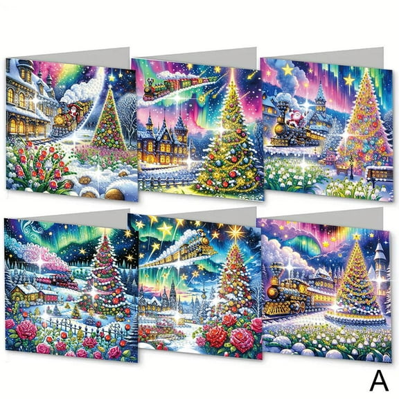 Creative Diamond-Art Greeting Painting Card Kit 6pcs DIY Handmade Gift New Q8