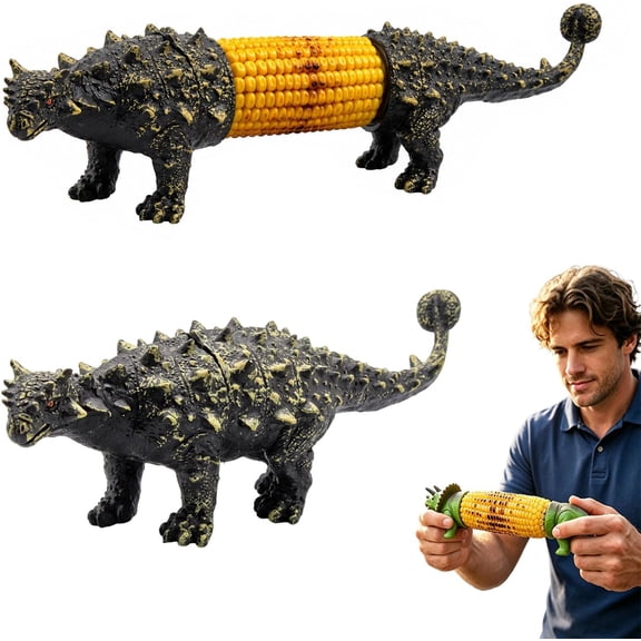 Creative Dinosaur Corn Cob Holder, Stainless Steel Skewer Rack with Pointed Prongs, Fun Tabletop BBQ Accessory for Picnic & Outdoor Dining