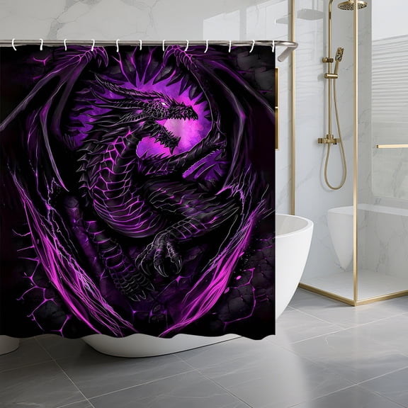 Creative Dinosaur Pattern Polyester Shower Curtain, Waterproof Mildew Resistant Bathroom Curtain, Durable Washable Partition, Stylish Home Ornament for Shower Space, Toilet Renovation