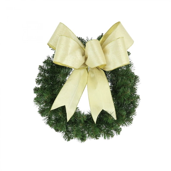 Creative Displays 22" Evergreen Wreath with Beige Velvet Bow