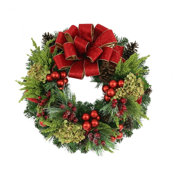 Creative Displays 26" Holiday Wreath with Hydrangea, Heather and Ornaments