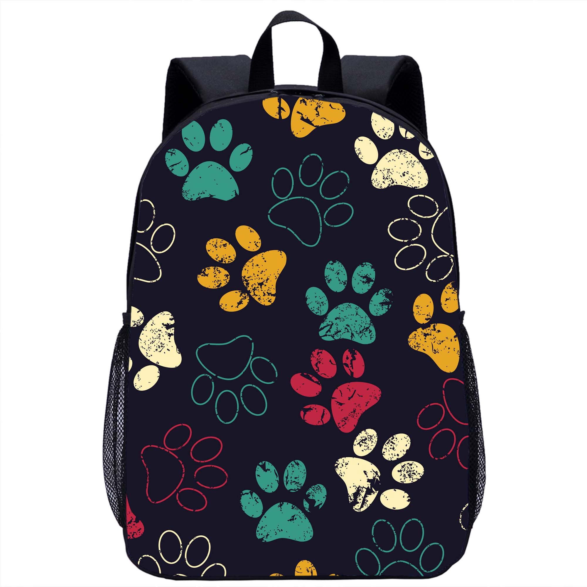 Creative Dog Footprints Pattern Backpack Bag Teenager Travel Backpack ...