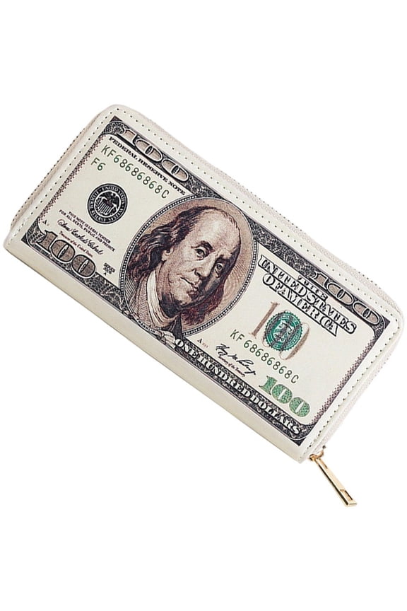 Creative Dollar Pattern Purses Classic Zipper Wallet Unisex Long Purses Fashion Credit Card Photo Coin Purse with Compartment
