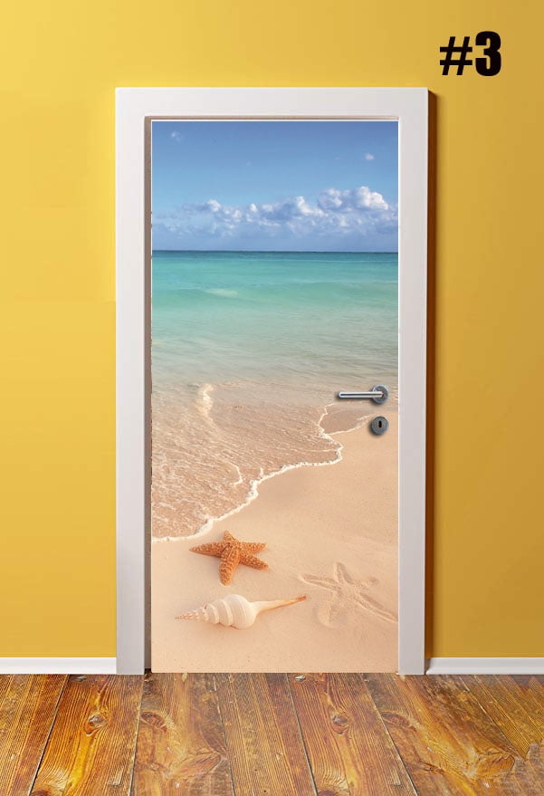 Creative Door Mural Seaside Beach Landscape Door Wrap Peel and Stick ...