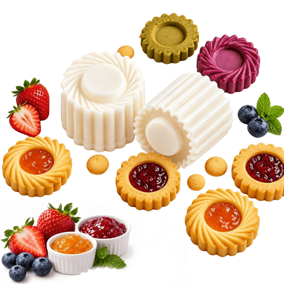 Creative Double-Ended Pastry Mold, 2-in-1 Double-Sided Pastry Mold, flip to switch, press to shape, pull apart to clean, for Moon Cakes, Cookies, Filled Pastries & DIY Baking