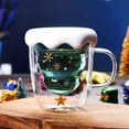 Creative DoubleLayer Glass Christmas Tree Star Water Cup High