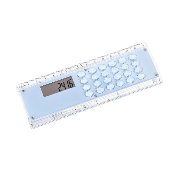 Creative Double Scale 15cm Plastic Ruler And Digital Calculator Space Saving For Learning Projects