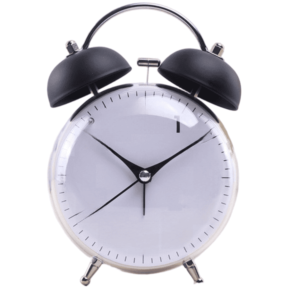 Creative Drum Shape Loud Bell Alarm Clock for Students with Night Light Silent