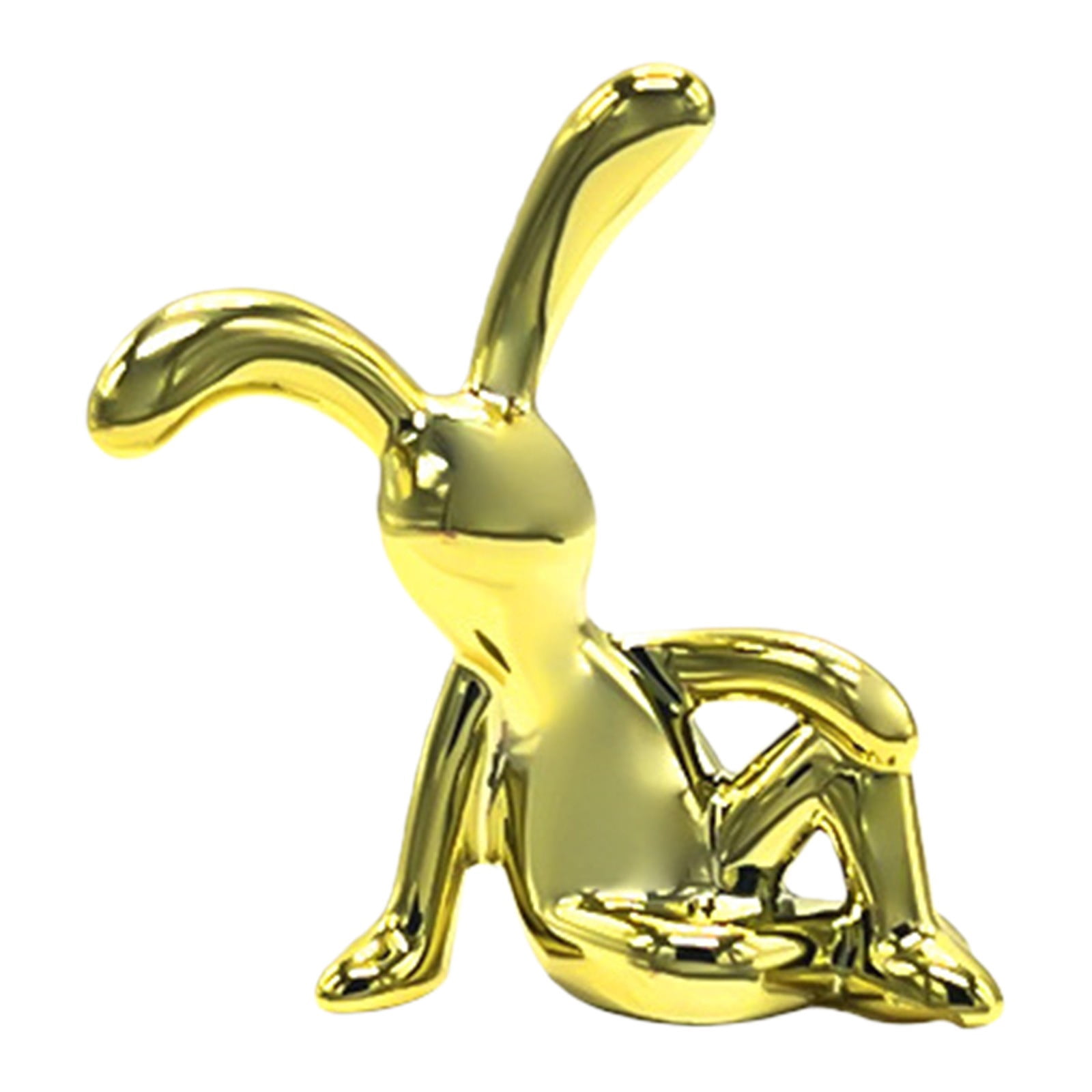 Creative Electroplated Long Eared Rabbit Figurine With Adhesive Base ...
