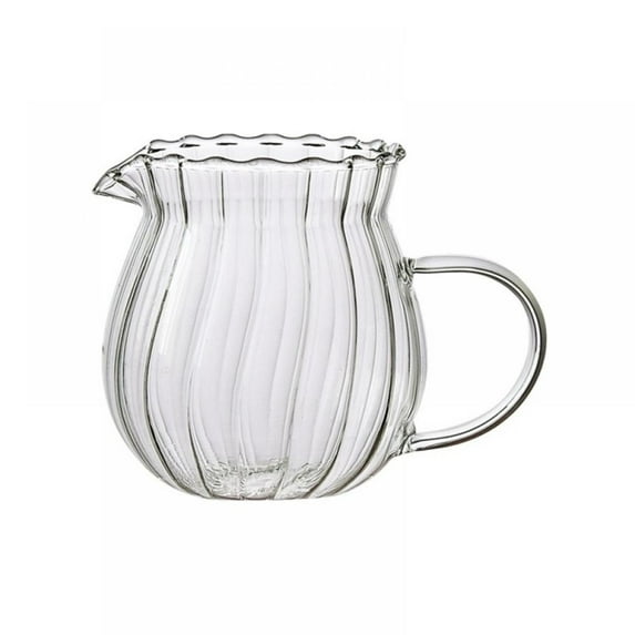 Creative Embossed Stripe Clear Crystal Glass Creamer Pitcher/Serving Pitcher/Sauce Pitcher/Milk Coffee Creamer Jug for Kitchen