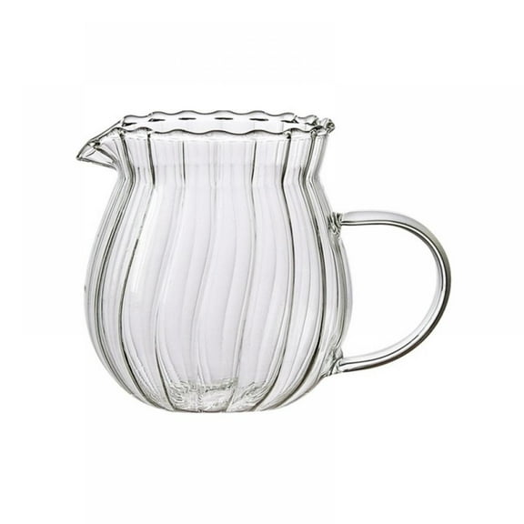 Creative Embossed Stripe Clear Crystal Glass Creamer Pitcher/Serving Pitcher/Sauce Pitcher/Milk Coffee Creamer Jug for Kitchen