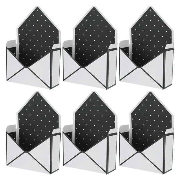 Creative Envelope Folding Flower Florist Bouquet Storage Box for Birthday Wedding Party Wedding Party Valentine's Day,Black-White dot