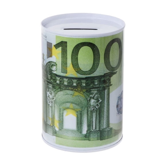 Creative Euro Dollar Metal Cylinder Piggy Bank Saving Money Box Home Decorations Tinplate Material Coin Bank Money Boxes Have Educational Significance ,Unbreakable