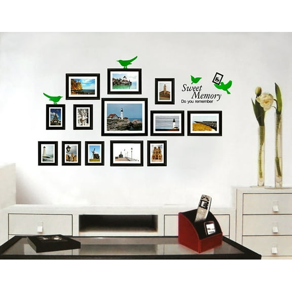 Photo Family Picture Frame Bird Removable Wall Decal DIY Memory for Kindergarten Living Room Children's Room TV Sofa Background Wall Art Decors