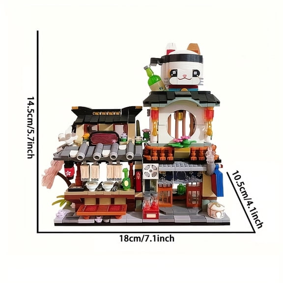 Creative Expert Mini Folding Street View MOC Ideas, Japanese Izakaya Architecture Building Blocks, 789PCS Educational Toy Bricks
