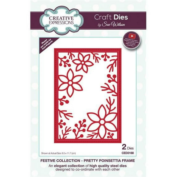 Creative Expressions CED3188 Festive Craft Dies by Sue Wilson, Pretty Poinsettia Frame
