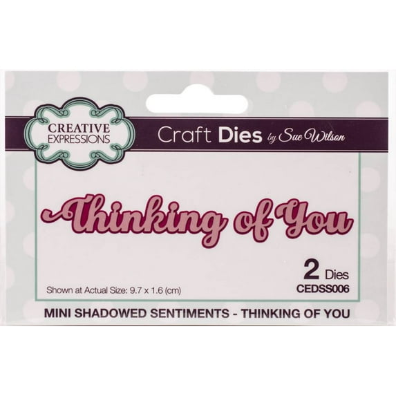 Creative Expressions Craft Dies By Sue Wilson-Mini Shadowed Sentiment-Thinking Of You