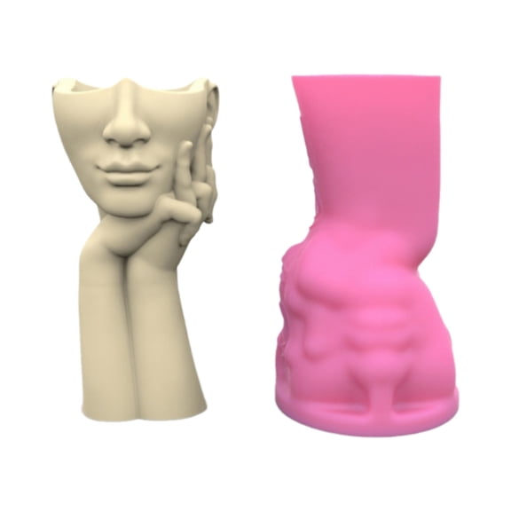 Creative Face Silicone Mould for Flower Pots Vase Mold Concrete Cement Molds