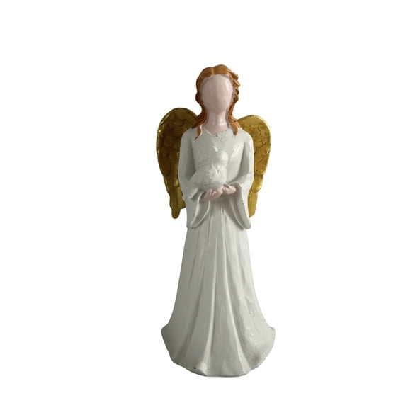 Creative Faceless Angel Holding Dove Resin Figurine Ornament for Home Office Desk Shelf Decoration Modern Minimalist Style Sculpture