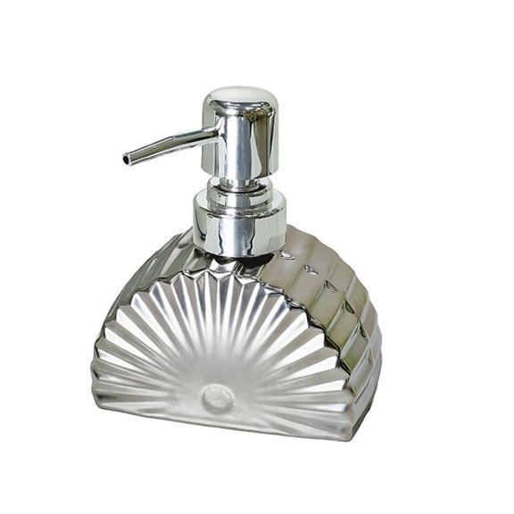 Creative Fan-shaped Ceramic Press Soap Dispenser For Shampoo, Body Wash, And Lotion.