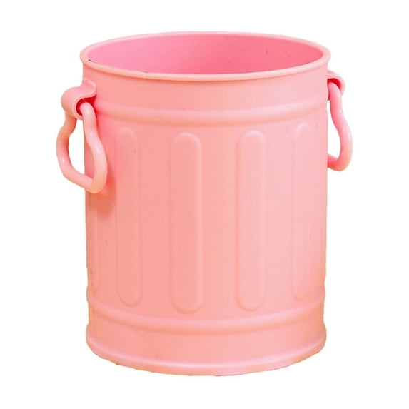 Creative Faux Iron Bucket Style Pen Holder with Handles, Desktop Storage Container for Campus and Office Supplies, Multifunctional Organizer Cup for Stationery