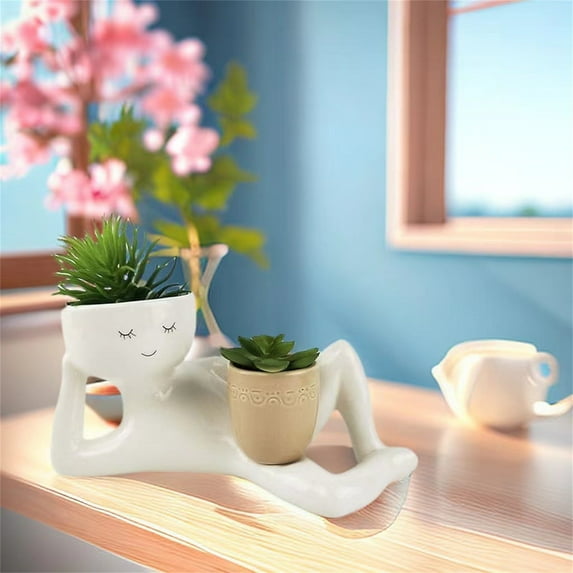 Creative Figure Shape Planter Desktop Small Plants Pot Home Decoration Craft Ornament