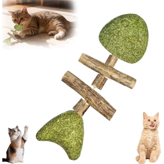 Creative Fish Bone Cat Toy, Natural Fishbone Cats Dentals Toy, Catnip Teeth Cleaning Stick, Pets Cat Chew Stick Toys, for Cats Teeth Cleaning (Catnip 1pcs)