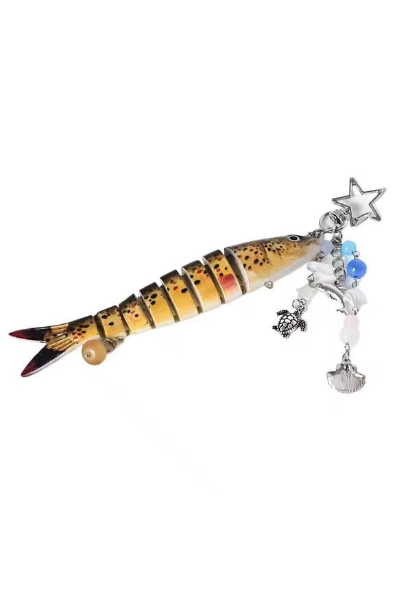 Creative Fish Theme Keychain Handcrafted Beaded Alloy Bag Charm Ornament Handmade Backpack Accessory for Women Girls
