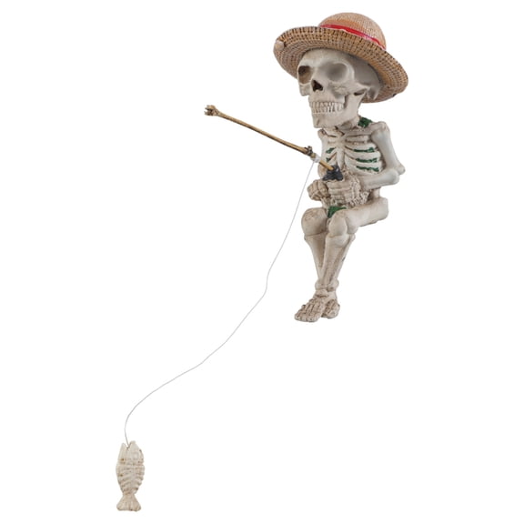 Creative Fishing Skeleton Miniature Figurine Decors Resins Ornament forHa110weenHoliday Party Garden Pond Decoration