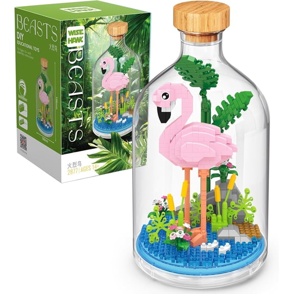 Creative Flamingo Toy Building Set,Adult Mini Animal Friend Set,Party Favors Gift for Friend,Animal Lover Office Home Decor Birds Building Block Kit,New Year Easter Birthday Gift for Family
