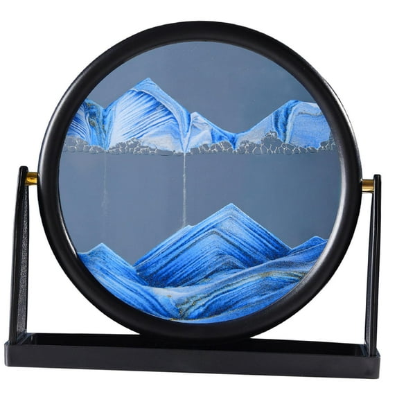 Creative Flowing Sand Painting 360 Rotation Table Hourglass sand Quicksand Moving Rotating art Bedroom Office Living Room Decor , Blue