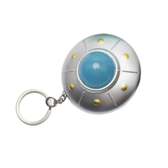 Creative Flying Saucer Keychain Pendant UFO Keyring with Mini LED Light for Kids