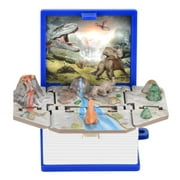 Creative Foldable Magic Book Keychain Handheld Game Toys Hidden 3D Dinosaur World Popping Out Box Jack-in-The-Box(Blue)