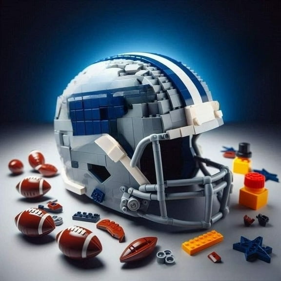 Creative Football Team Helmet Building Block Set, Novelty Building Blocks Collectibles Gifts for Sports Fans Enthusiasts