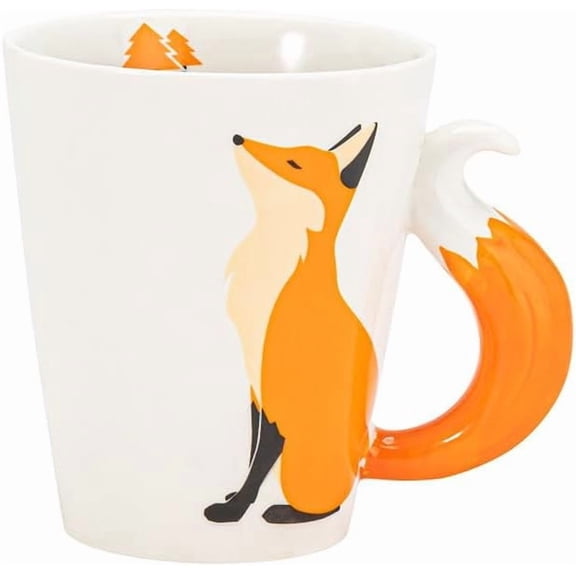 Creative Fox Mug Ceramic Mugs,Ceramic Milk Tea Cup Breakfast Morning Mug Coffe Cup,Cartoon Coffee cup-11.8 oz(Fox stood)