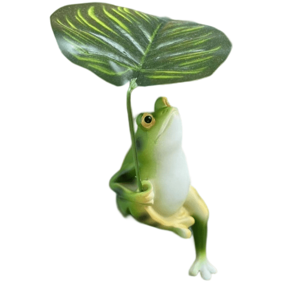 Creative Frog Figurine with Umbrella and Fishing Rod Car Dashboard Ornament