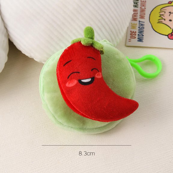 Creative Fruit Vegetable Shape Plush Coin Purse Cute Apple Pear Orange Wallet Keychain Headphone Key Storage Bag Kids Girls Gift