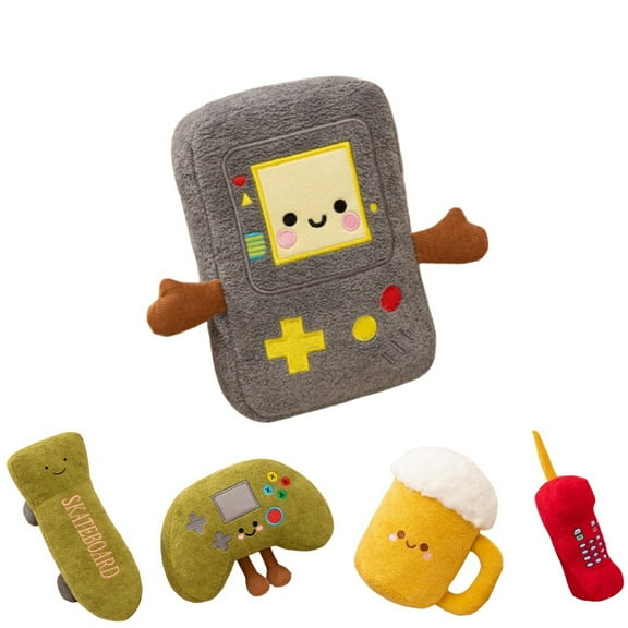 Creative Fun Game Plush Toy Cartoon Smile Beer Skateboard Game Console Handle Mobile Phone Plushies Toys Enthusiast Collection