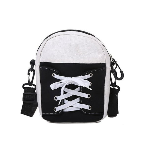 Creative Funny Street Purse Small Shoes Shape Canvas Handbag Korean Style Bag Crossbody Bag Women Bag BLACK