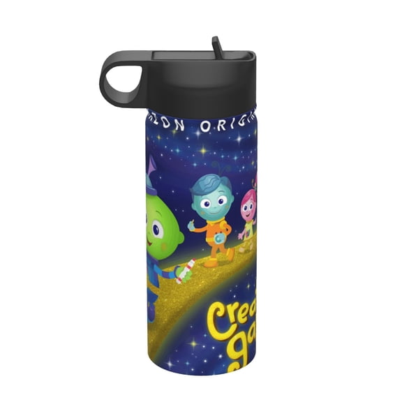 Creative Galaxy Kids Insulated Water Bottle With Straw - 18 Oz Stainless Steel Double Wall Vacuum Cup, Leakproof, Bpa Free, Suitable For Boys And Girls