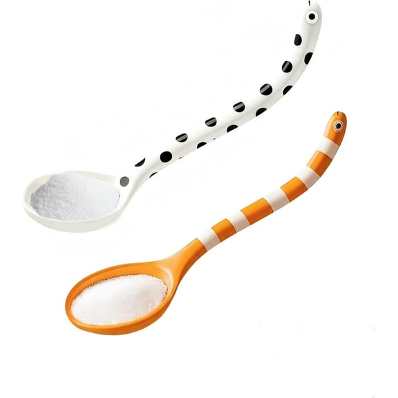 Creative Garden Eel Spoon, Handmade Garden Eel Spoon with Orange Striped and Spotted Gardens Eels Handle, Caf, Fun Christmas Flatware Gift for Friends, Lifelike Eels-Shaped Stirring (2pcs)