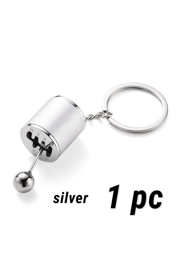 Creative Gear Shift Keychain 1pc (Silver) Metal Pendant Car Key Chain Gear Lever Shaped Portable Car Key Ornament Modified Hanger Cute Trendy Unique Accessories Car Shifter Knob Holiday Gift