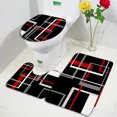 Creative Geometric Bath Mat Set Grey White Red Lines Black Plaid Modern