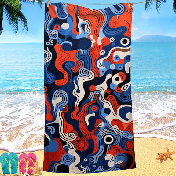 Creative Geometry Series digital-printed polyester Superfine fiber double-sided fleece Beach vacation bath towel, beach towel (3)
