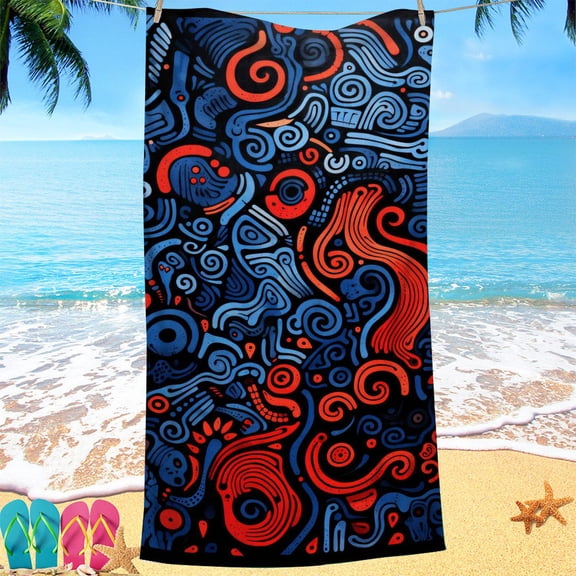 Creative Geometry Series digital-printed polyester Superfine fiber double-sided fleece Beach vacation bath towel, beach towel (4)